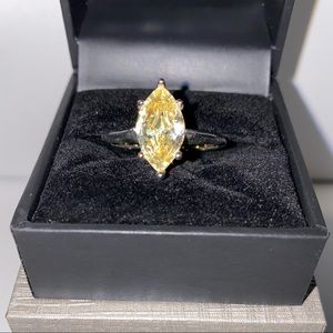 Marquise Cut Costume Jewel Yellow Rhinestone Ring